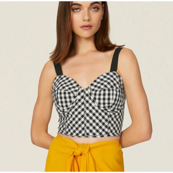 Tome Collective Gingham Bustier Cropped Cotton Tank Top Size US 2 - Picture 1 of 5
